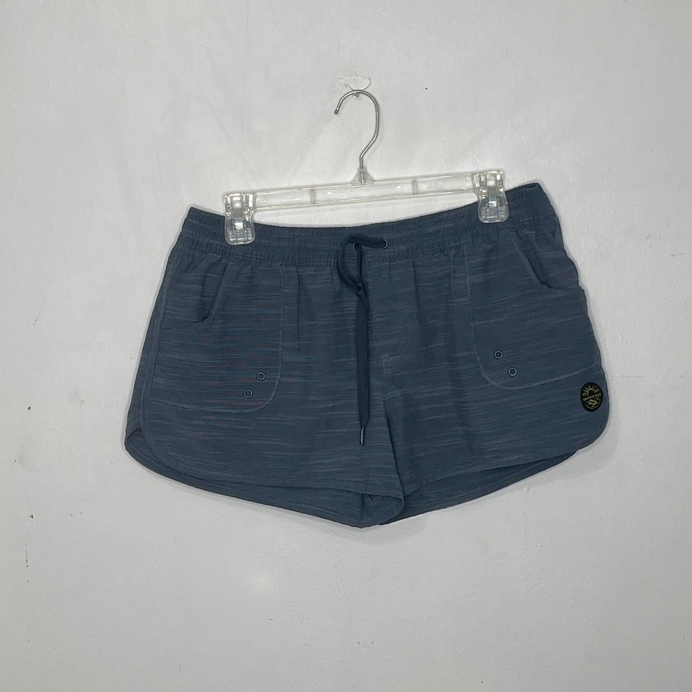 United By Blue Womens Board Shorts Blue Organic Blend Elastic Waist Pockets L